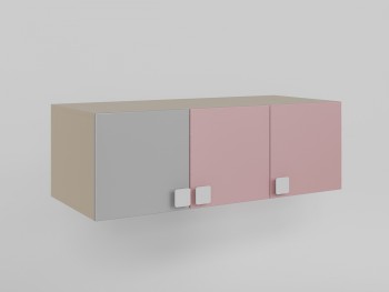 Антресоль на шкаф 3-х створчатый (Розовый/Серый/корпус Клен) в Дубинино - dubinino.mebel54.com | фото