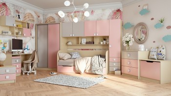 Детская комната Грэйси (Розовый/Серый/корпус Клен) в Дубинино - dubinino.mebel54.com | фото