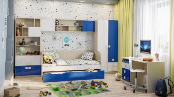 Детская комната Скай Люкс (Синий/Белый/корпус Клен) в Дубинино - dubinino.mebel54.com | фото