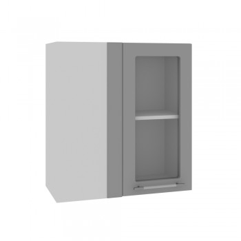Гарда ПУС 650 шкаф верхний угловой со стеклом (Ваниль/корпус Серый) в Дубинино - dubinino.mebel54.com | фото