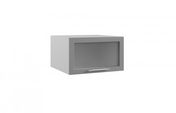 Капри ГПГС 600 шкаф верхний горизонтальный глубокий со стеклом (Липа белый/корпус Серый) в Дубинино - dubinino.mebel54.com | фото