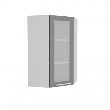 Капри ВПУС 550 шкаф верхний угловой со стеклом высокий (Липа белый/корпус Серый) в Дубинино - dubinino.mebel54.com | фото