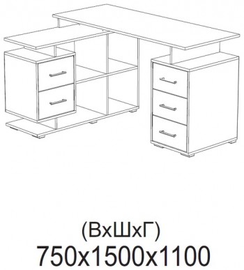 Компьютерный стол угловой СКМУ-3 дуб сонома/белый в Дубинино - dubinino.mebel54.com | фото