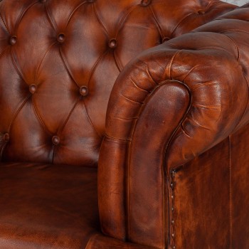 Кресло кожаное Лофт Честер-Нью (Коричневый, Рыжий) в Дубинино - dubinino.mebel54.com | фото