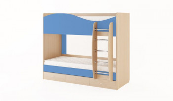 Кровать 2-х ярусная с ящиками (Беленый дуб/Синий) в Дубинино - dubinino.mebel54.com | фото