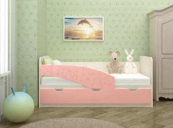 Кровать Бабочки 1,6м (Розовый металлик) в Дубинино - dubinino.mebel54.com | фото