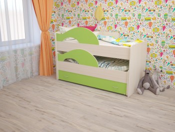 Кровать детская Радуга 1600 Млечный дуб/Салатовый в Дубинино - dubinino.mebel54.com | фото