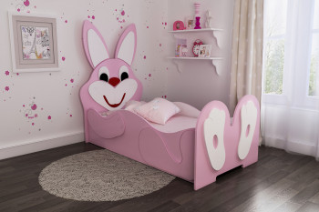 Кровать детская Зайка 1.6 Розовый/Белый в Дубинино - dubinino.mebel54.com | фото