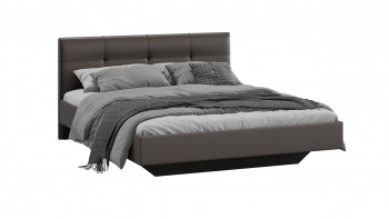Кровать «Элис» c мягкой обивкой тип 1 Экокожа/Темно-коричневый/1400 в Дубинино - dubinino.mebel54.com | фото