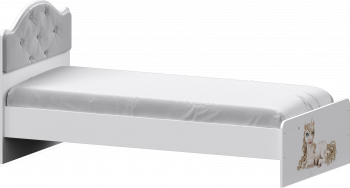 Кровать Каспер с мягкой спинкой и фотопечатью (800х1900) Белый в Дубинино - dubinino.mebel54.com | фото