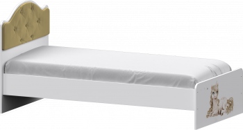 Кровать Каспер с мягкой спинкой и фотопечатью (800х2000)  Белый/Ваниль в Дубинино - dubinino.mebel54.com | фото