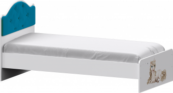 Кровать Каспер с мягкой спинкой и фотопечатью (900х1900)  Белый/Бирюза в Дубинино - dubinino.mebel54.com | фото