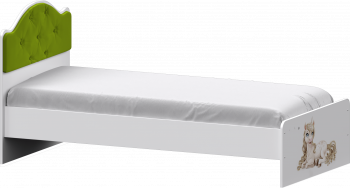 Кровать Каспер с мягкой спинкой и фотопечатью (900х1900)Белый/Лайм в Дубинино - dubinino.mebel54.com | фото