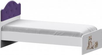Кровать Каспер с мягкой спинкой и фотопечатью (900х2000)Белый/Фиолетовый в Дубинино - dubinino.mebel54.com | фото