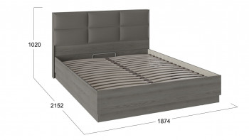 Кровать «Либерти» с мягким изголовьем и подъемным механизмом Хадсон/Ткань Грей/1800 в Дубинино - dubinino.mebel54.com | фото