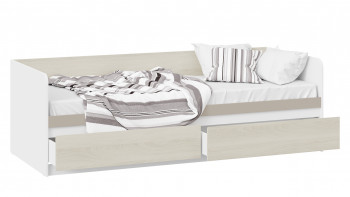 Кровать «Сканди» с 2 ящиками Дуб Гарден/Белый/Глиняный серый в Дубинино - dubinino.mebel54.com | фото