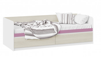 Кровать «Сканди» с 2 ящиками Дуб Гарден/Белый/Лиловый в Дубинино - dubinino.mebel54.com | фото