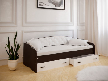 Кровать Софа-8 с мягкой спинкой (900х1900) Венге/ Белый в Дубинино - dubinino.mebel54.com | фото