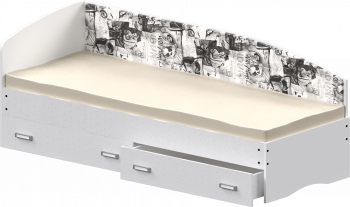 Кровать Софа-9 с мягкой спинкой с рисунком Милана (900х1900) Белый в Дубинино - dubinino.mebel54.com | фото