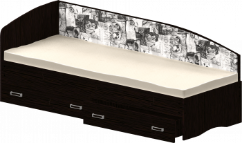 Кровать Софа-9 с мягкой спинкой с рисунком Милана (900х2000) Венге в Дубинино - dubinino.mebel54.com | фото