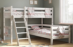 Кровать Соня вариант 8 угловая с наклонной лестницей Белый полупрозрачный в Дубинино - dubinino.mebel54.com | фото