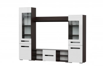 Мебель для гостиной МГС 6 (Исполнение 1/Венге/Белый глянец) в Дубинино - dubinino.mebel54.com | фото