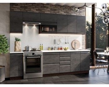 Модульная кухня Бруклин 2,8 м (Бетон черный/Венге) в Дубинино - dubinino.mebel54.com | фото