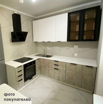 Модульная кухня Норд 1,6 м (Софт даймонд/Камень беж/Белый) в Дубинино - dubinino.mebel54.com | фото