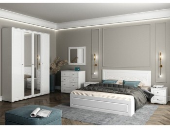 Модульная спальня Барселона (Белый/Белый глянец) в Дубинино - dubinino.mebel54.com | фото