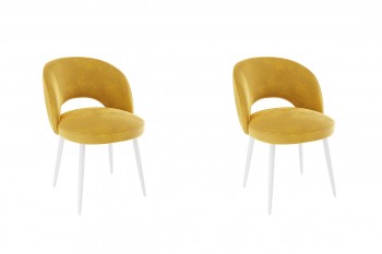 Набор стульев Моли 2 шт (жёлтый велюр/белый) в Дубинино - dubinino.mebel54.com | фото