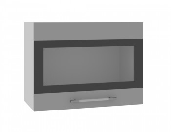 Норд ШВГС 600 Шкаф верхний горизонтальный со стеклом (Софт черный/корпус Белый) в Дубинино - dubinino.mebel54.com | фото