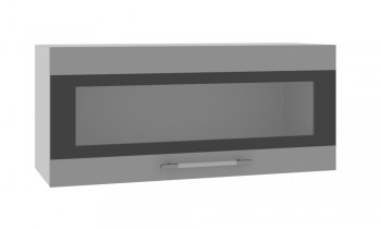 Норд ШВГС 800 Шкаф верхний горизонтальный со стеклом (Софт черный/корпус Белый) в Дубинино - dubinino.mebel54.com | фото
