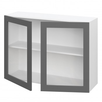 Норд ШВС 1000 Шкаф верхний со стеклом (Софт черный/корпус Белый) в Дубинино - dubinino.mebel54.com | фото