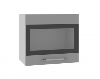 Олива ВПГСФ 500 Шкаф верхний горизонтальный со стеклом с фотопечатью высокий (Ваниль глянец/корпус Серый) в Дубинино - dubinino.mebel54.com | фото