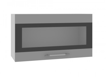 Олива ВПГСФ 800 Шкаф верхний горизонтальный со стеклом с фотопечатью высокий (Ваниль глянец/корпус Серый) в Дубинино - dubinino.mebel54.com | фото