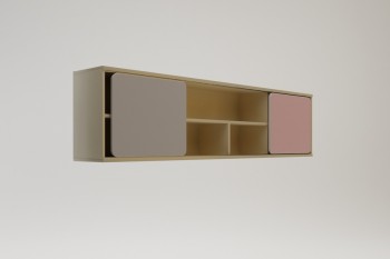 Полка между шкафами 1660 Грэйси (Розовый/Серый/корпус Клен) в Дубинино - dubinino.mebel54.com | фото