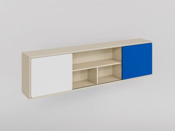 Полка между шкафами 1660 Скай люкс (Синий/Белый/корпус Клен) в Дубинино - dubinino.mebel54.com | фото