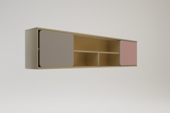 Полка между шкафами 1960 Грэйси (Розовый/Серый/корпус Клен) в Дубинино - dubinino.mebel54.com | фото