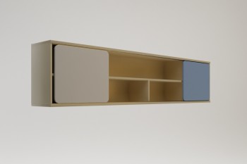 Полка между шкафами 1960 Скай (Синий/Белый/корпус Клен) в Дубинино - dubinino.mebel54.com | фото