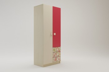 Шкаф 2-х створчатый с ящиками Ретвит (Бежевый/Красный/корпус Клен) в Дубинино - dubinino.mebel54.com | фото