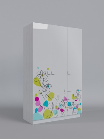 Шкаф 3-х створчатый с ящиками Флёр (Белый/корпус Выбеленное дерево) в Дубинино - dubinino.mebel54.com | фото