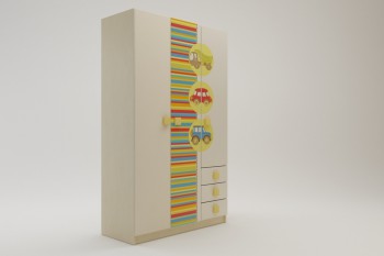 Шкаф 3-х створчатый с ящиками Клаксон (Бежевый/корпус Клен) в Дубинино - dubinino.mebel54.com | фото