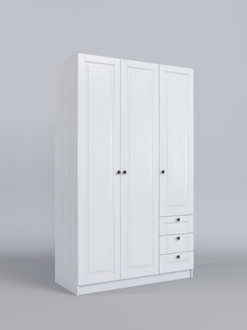 Шкаф 3-х створчатый с ящиками Классика (Белый/корпус Выбеленное дерево) в Дубинино - dubinino.mebel54.com | фото