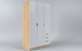 Шкаф 3-х створчатый с ящиками Лофт (Белый/корпус Дуб Сонома) в Дубинино - dubinino.mebel54.com | фото