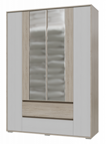 Шкаф 4-х дверный с ящиками Мальта 1600 Дуб сонома/Рамух белый в Дубинино - dubinino.mebel54.com | фото