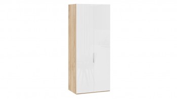 Шкаф для одежды с 2 глухими дверями «Эмбер» Яблоня Беллуно/Белый глянец в Дубинино - dubinino.mebel54.com | фото