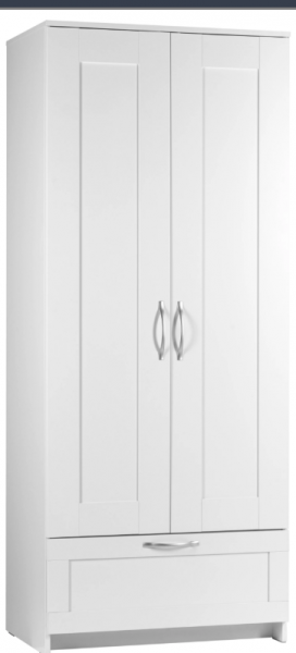 Шкаф двухдверный Сириус с 1 ящиком белый в Дубинино - dubinino.mebel54.com | фото