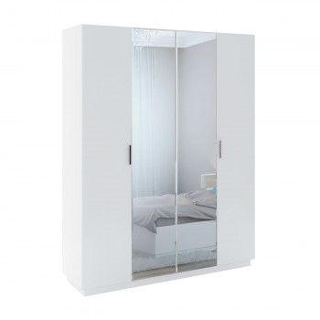 Шкаф с зер. 4 двери М22 Спальня Тиффани (белый текстурный) в Дубинино - dubinino.mebel54.com | фото