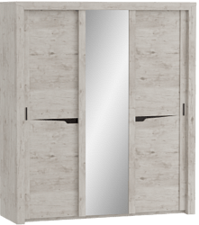 Шкаф трехдверный Соренто с раздвижными дверями Дуб бонифаций/Кофе структурный матовый в Дубинино - dubinino.mebel54.com | фото