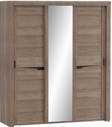 Шкаф трехдверный Соренто с раздвижными дверями Дуб стирлинг/Кофе структурный матовый в Дубинино - dubinino.mebel54.com | фото